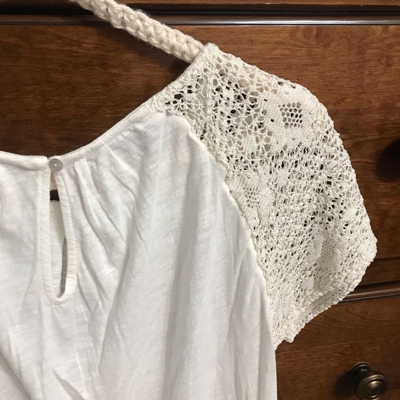 Lucky Brand ⚜️ Open Knit Cap Sleeve Heathered Top - Picture 9 of 12